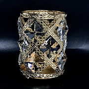 Вазочка металлическая для кистей с кристаллами # 12 # золото