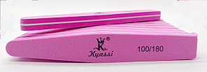 Пилка шлифовка Kyassi однотонная 100/180 #трапеция10шт/ уп# розовый
