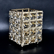 Вазочка металлическая для кистей с кристаллами # 03 # золото