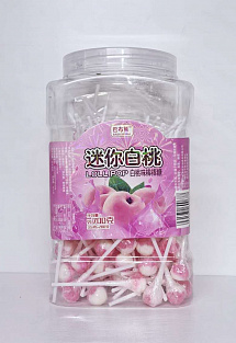 Конфеты карамельные на палочке Мини-персик BABUXIONG, 10шт*3,5гр