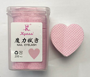 Безворосальные салфетки для маникюра 5*5 см  #200 шт# сердца розовый