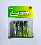 Батарейка пальчиковая AA LR6 алкалиновая 1,5 В LONLIFE, 4шт  6625
