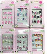 Н-р детских накладных ногтей с клеевыми стиками KRG.nail 12 шт  в ассортименте