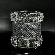 Вазочка металлическая для кистей с кристаллами # 05 # серебро