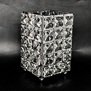 Вазочка металлическая для кистей с кристаллами # 02 # серебро